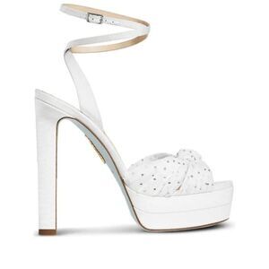Aquazzura Women's White 130Mm Slow Kisses Sandal Plateau 130 EU 42/ US 12 $1295